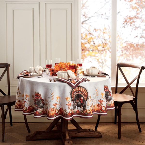 Threadmade Autumn Heritage Turkey Engineered Tablecloth