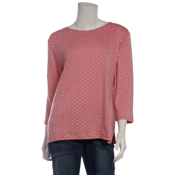 Womens Hasting & Smith 3/4 Sleeve Polka Dot Open Crew Neck Tee