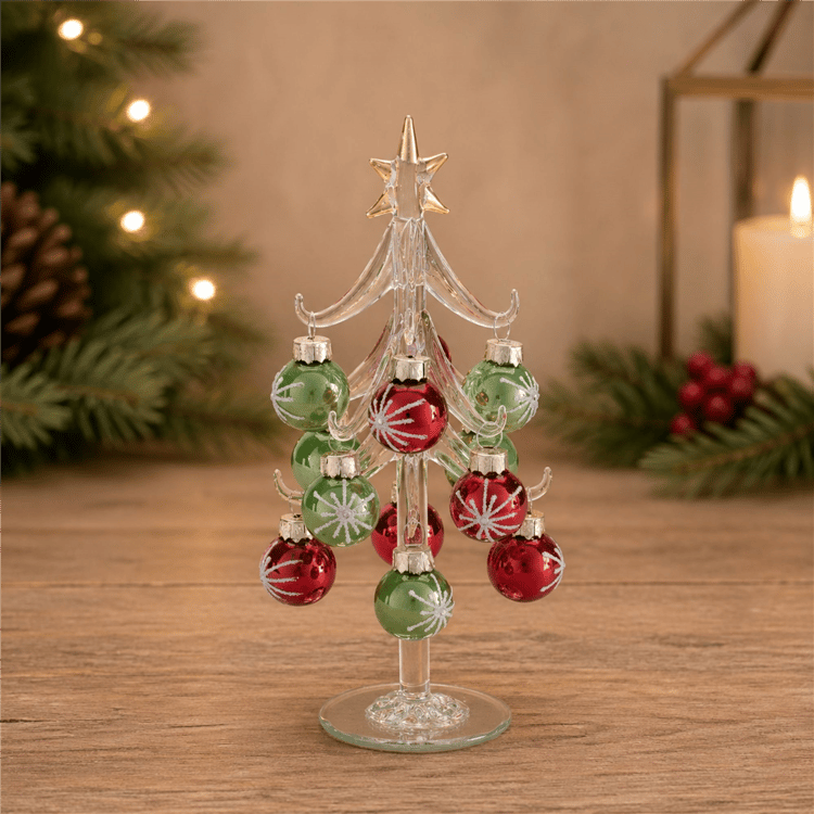 Melrose 7.75in. Glass Tree with Mini Ornaments