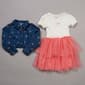 Girls (4-6x) Little Lass® 2pc. Bow Denim Jacket Tulle Dress Set - image 3