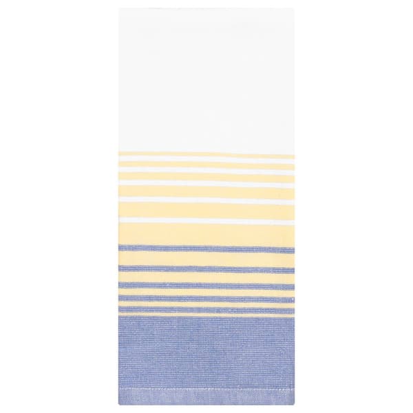 Gradient Stripe Yellow & Navy Kitchen Towel - image 