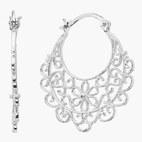 Athra Silver Plated 35mm Swirl Click-Top Hoop Earrings - image 