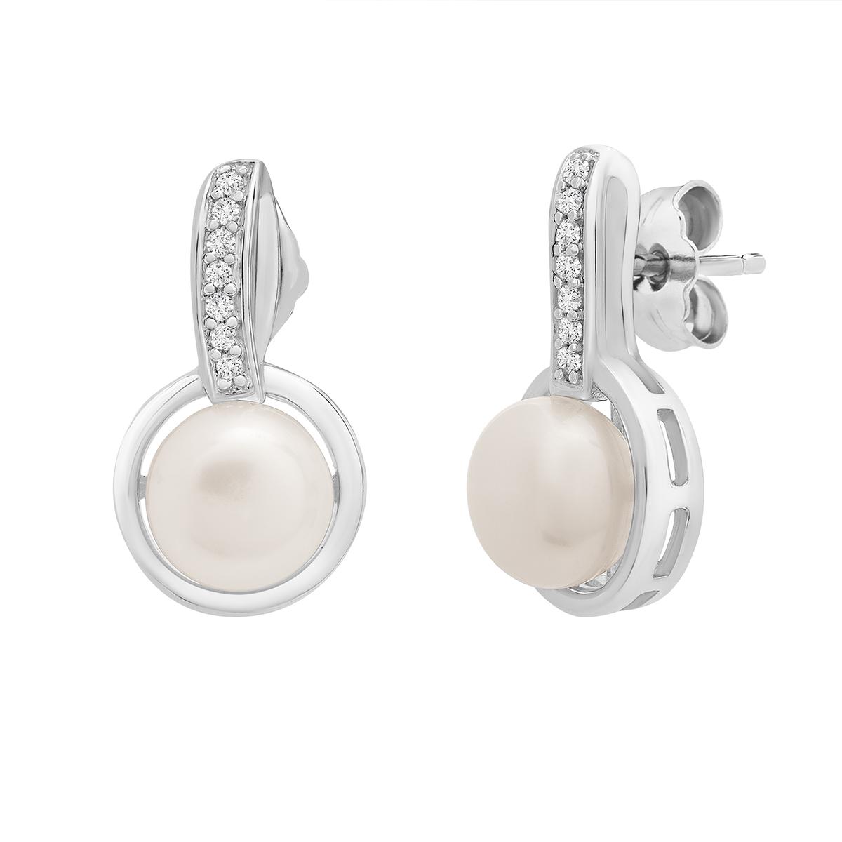 Gemstone Classics™ Sterling Silver 1/5ctw. Pearl Drop...