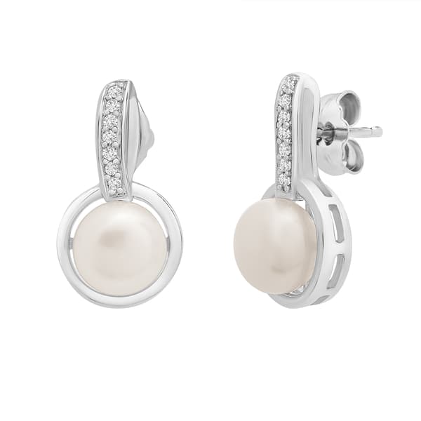 Gemstone Classics&#40;tm&#41; Sterling Silver 1/5ctw. Pearl Drop Earrings - image 