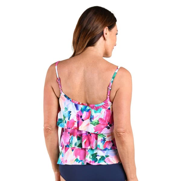 Womens Maxine Spring Bouquet Triple Tier Tankini Swim Top