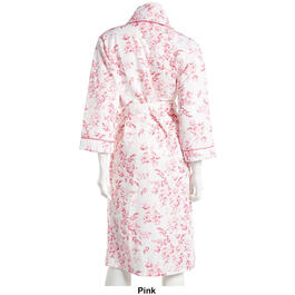 Womens Body Touch Long Sleeve 42" Floral Quilted Wrap Robe