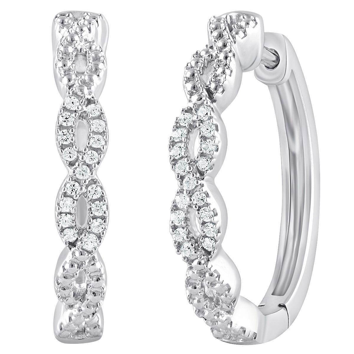 Diamond Classics™ 1/10ctw. Diamond Silver Twisted Hoop...