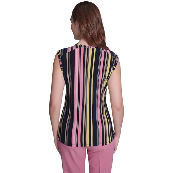 Womens Tommy Hilfiger Cap Sleeve Shoulder Button Stripe Blouse