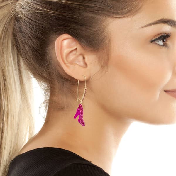 Betsey Johnson Sweetheart High Heel Drop Hoop Earrings