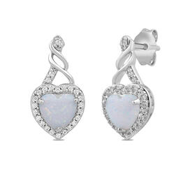 Gemstone Classics&#40;tm&#41; Created Sapphire & Heart Opal Earrings