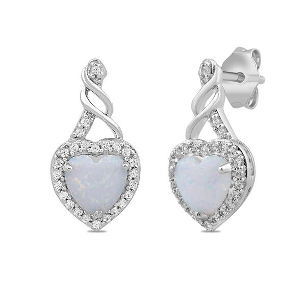 Gemstone Classics&#40;tm&#41; Created Sapphire & Heart Opal Earrings - image 
