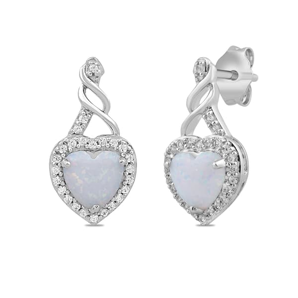Gemstone Classics(tm) Created Sapphire & Heart Opal Earrings - image 