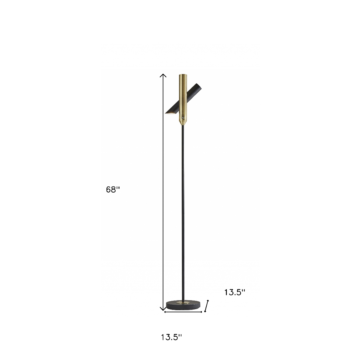 HomeRoots 68in. Black Metal LED Floor Lamp