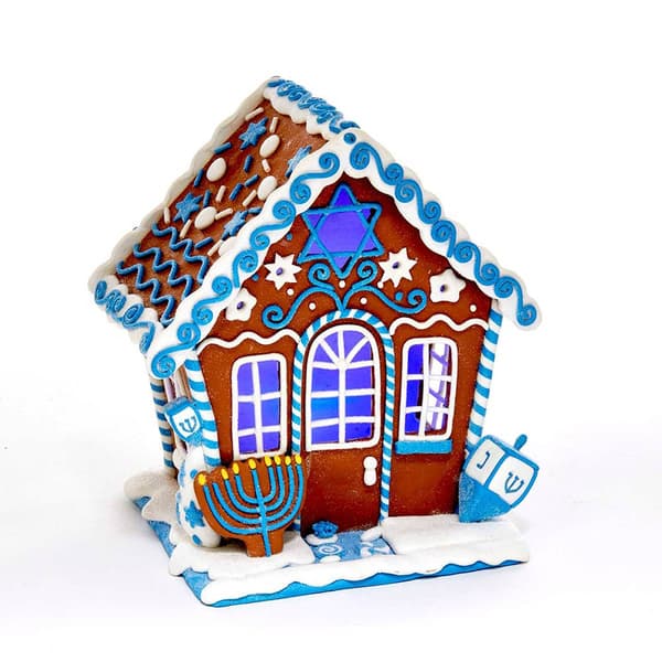 Kurt Adler 7in. LED Hanukkah Gingerbread House Table Piece