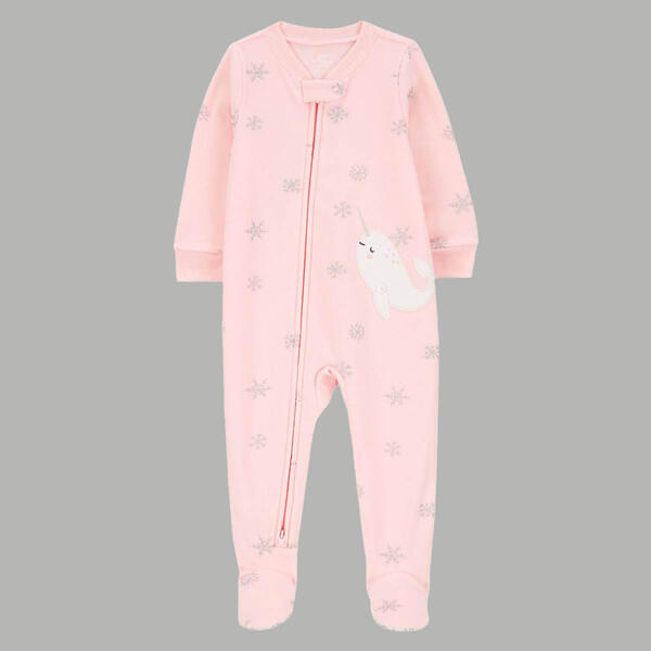 Toddler Girl Carter''s&#40;R&#41; 1pc. Narwhal Fleece Footie Pajamas - image 