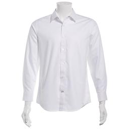 Mens Tom Baine Slim Fit Bamboo Jacquard Dress Shirt - White