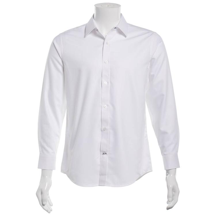 Mens Tom Baine Slim Fit Bamboo Jacquard Dress Shirt - White