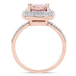Gemstone Classics™ 14kt. Rose Gold Halo Morganite Ring