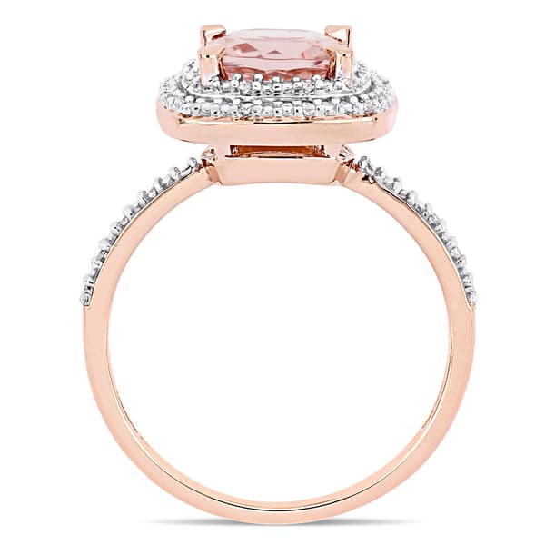 Gemstone Classics&#8482; 14kt. Rose Gold Halo Morganite Ring