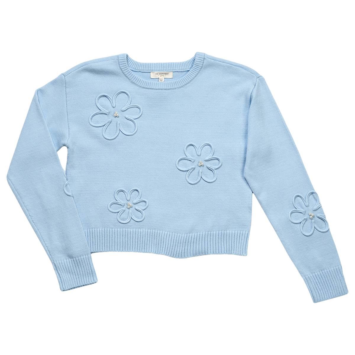 Girls (7-16) No Comment Long Sleeve Floral Sweater with Pearls