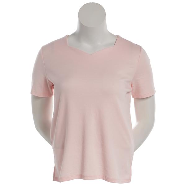 Petite Hasting & Smith Short Sleeve Sweetheart Neck Tee - image 