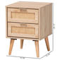 Baxton Studio Baird Oak Brown Wood/Rattan 2-Drawer Nightstand - image 8