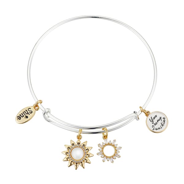 Shine You Are My Sunshine Mother of Pearl Sun Bangle Bracelet - image 