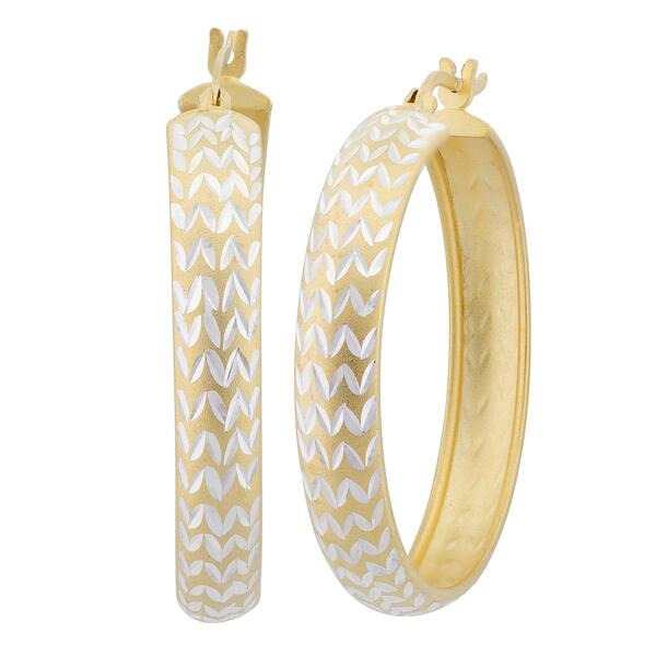 Forever New Two-Tone Chevron 35x6mm Flex Hoop Earrings - image 
