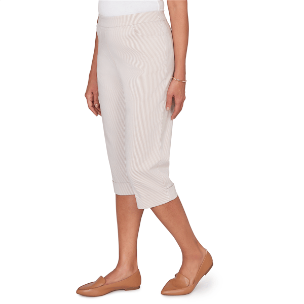 Womens Alfred Dunner Classics_S6 Stretch Stripe Clamdigger Capri
