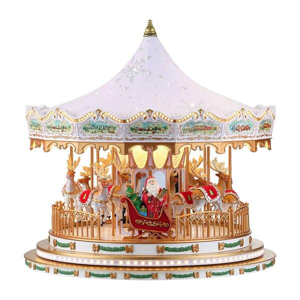 Mr. Christmas 17in. Animated Deluxe Crystal Carousel - image 