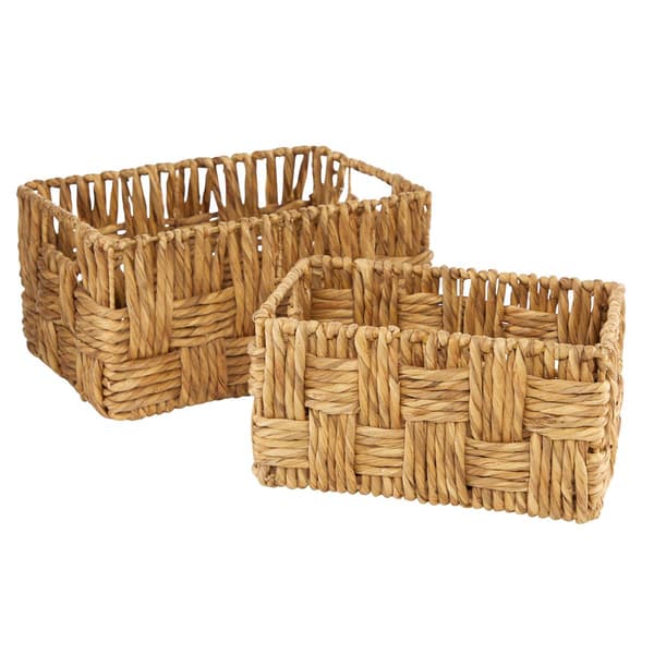 9th & Pike(R) Brown Wicker and Metal Baskets - Set of 2 - image 