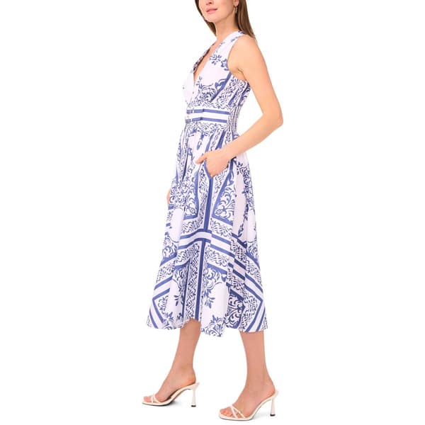 Womens Cece Sleeveless V Neck Jacquard Fit & Flare Dress