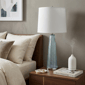 HomeRoots 29in Aqua Glass Buffet Table Lamp with Empire Shade - image 1
