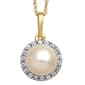 Gemstone Classics&#40;tm&#41; Pearl & White Sapphire Halo Necklace - image 1