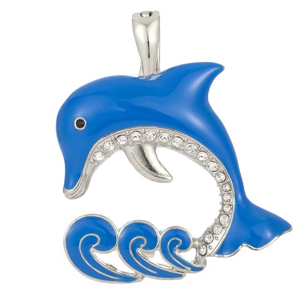Wearable Art Blue Dolphin with Crystals Enhancer Pendant - image 