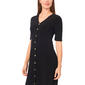 Womens MSK Elbow Sleeve V-Neck Button Trim Midi Dress - image 4