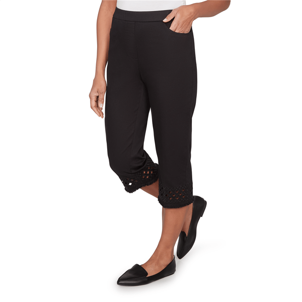 Petite Alfred Dunner Detail Driven Geometric Cut Out Capris