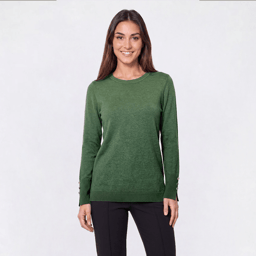 Womens Retrology Crew Neck Button Sleeve Side Slit Sweater