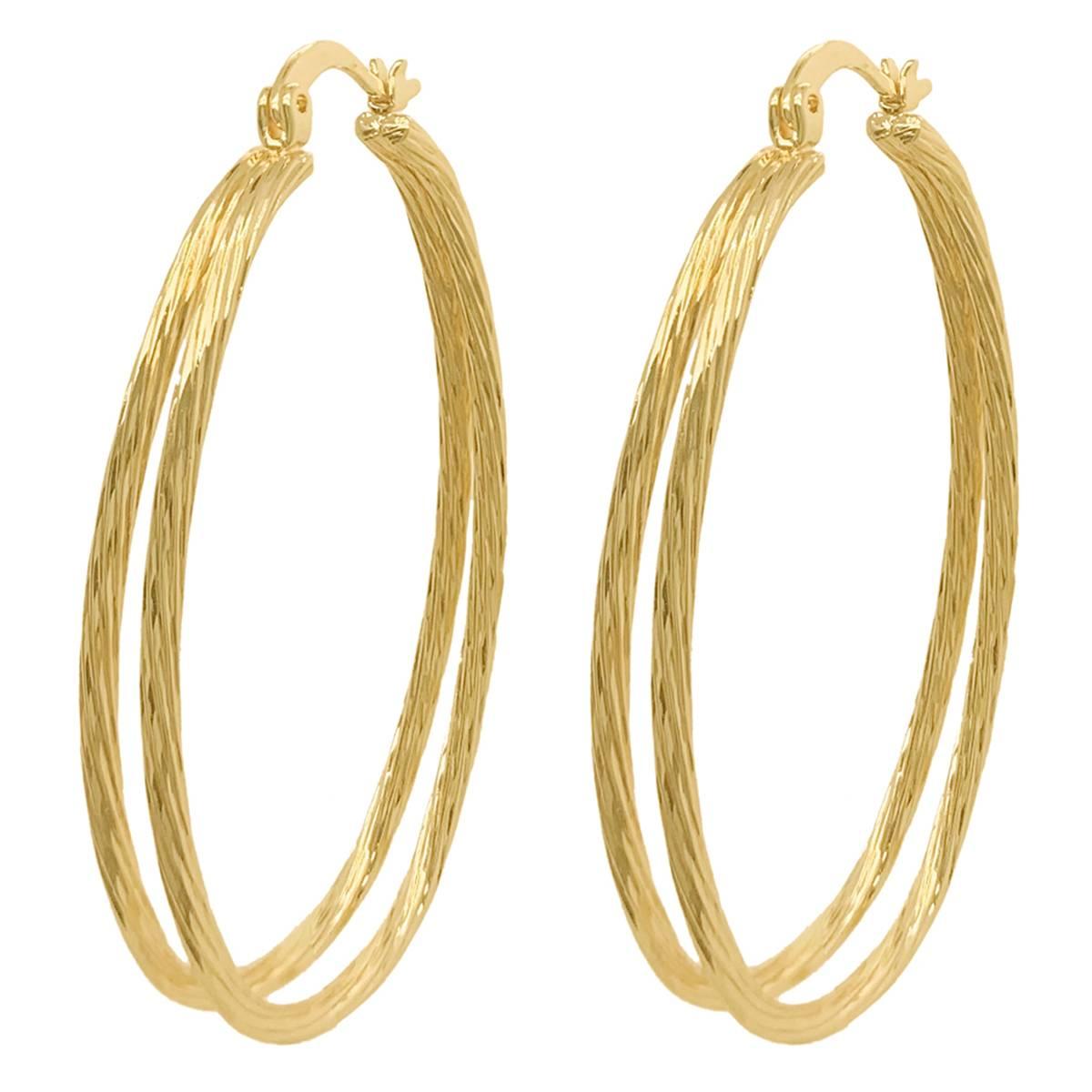 Marsala 14kt. Gold Plated Diamond-Cut Hoop Earrings