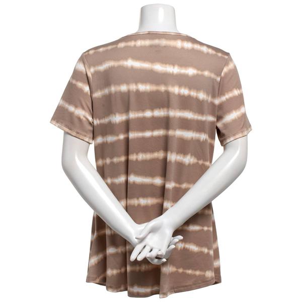 Womens Bobeau Short Sleeve Stripe Tie Dye Babydoll Tee