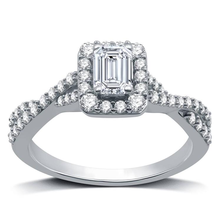 Nova Star(R) Lab Grown Diamond Emerald & Round-Cut Engagement Ring