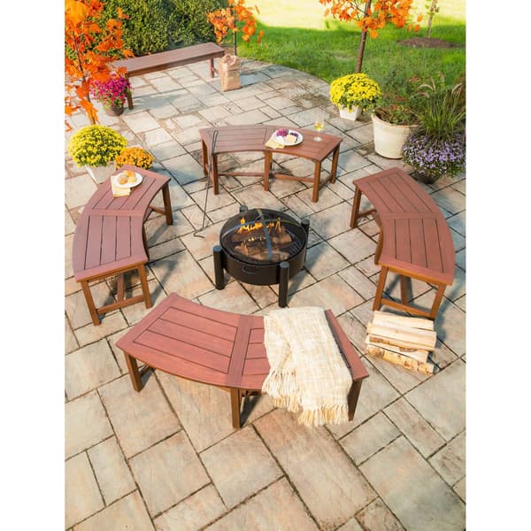 Evergreen Curved Eucalyptus Slat Bench