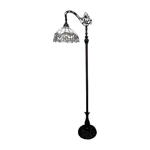 HomeRoots 62 Brown Metal Arched Floor Lamp With White Geometric - image 