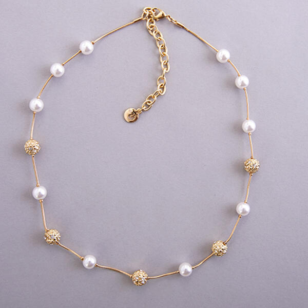 Gloria Vanderbilt Gold & Creme Collar Necklace - image 