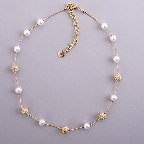 Gloria Vanderbilt Gold & Creme Collar Necklace - image 