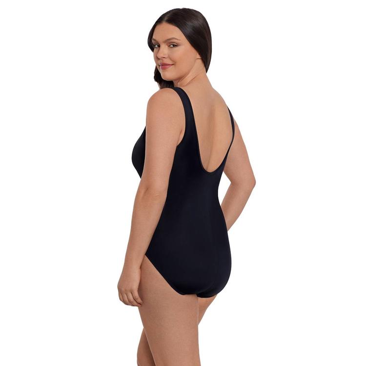 Womens Great Lengths Geometric V Neck One Piece Swimsuit