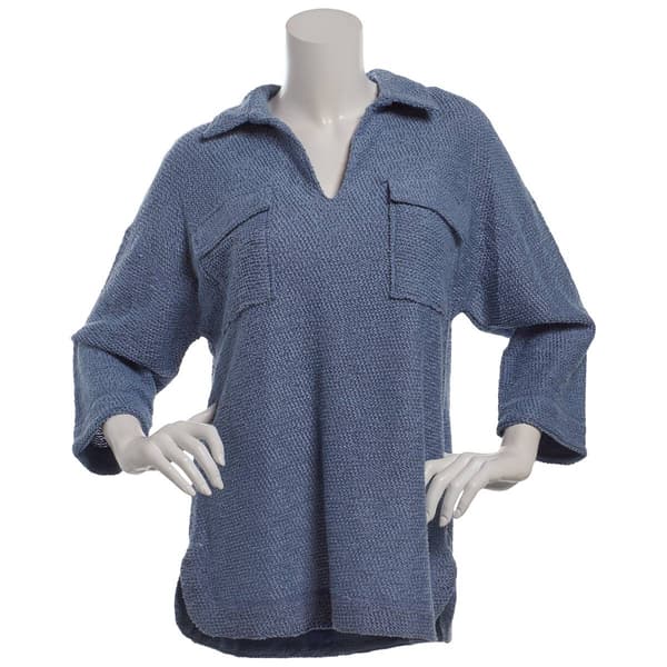 Womens Robert Louis 3/4 Sleeve Chest Pockets Popcorn Sweater - image 