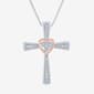 Nova Star® Pink Plated Lab Grown Diamond Heart Cross Necklace - image 2
