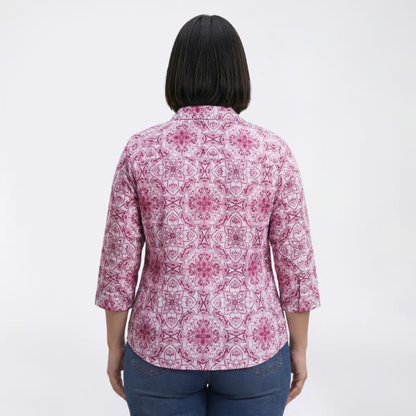 Plus Size Emily Daniels 3/4 Sleeve Medallion Button Down