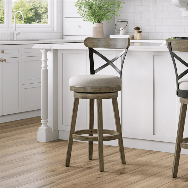 HH2 Home Reid Wood Adjustable Height Swivel Stool - image 